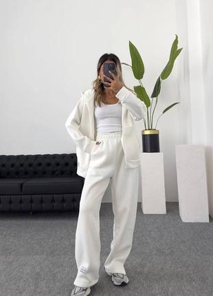 Теплий спортивний костюм двійка на флісі штани і кофта на блискавці