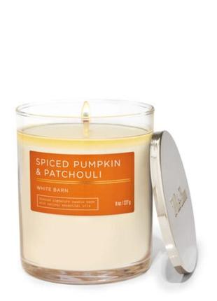 Арома свічка аромосвічка з одним гнотом spiced pumpkin & patchouli від bath and body works1 фото