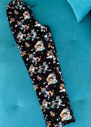Молодежная трикотажная пижама для дома и сна с топом и брюками "том &amp; джрри"2 фото