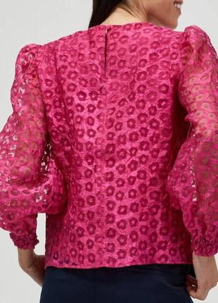 Блуза m l xl 46 48 розовая фуксия рукава фонарик orsay турция4 фото