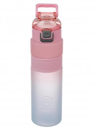 Бутылка для воды пластиковая розовая 800мл, спортивная бутылка в школу