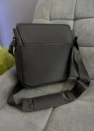 Борсетка lacoste черная сумка через плечо женская мужская8 фото
