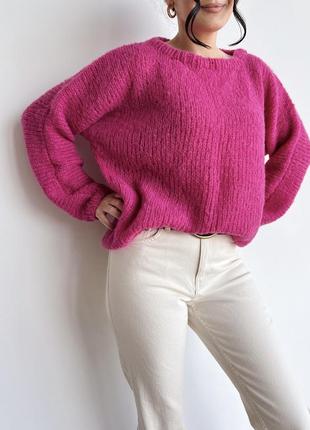 Яркий свитер оверсайз из шерсти альпака на шёлке2 фото