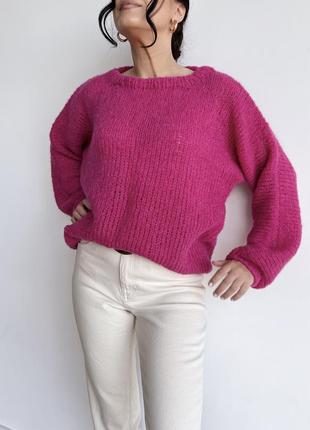 Яркий свитер оверсайз из шерсти альпака на шёлке3 фото
