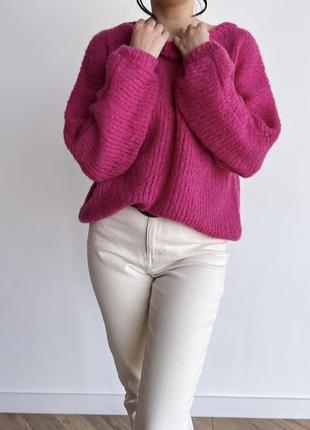 Яркий свитер оверсайз из шерсти альпака на шёлке6 фото
