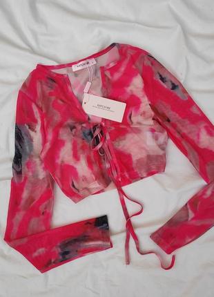 Топ-сетка ✨katch me✨ топ длинный рукав сетка сеточка лонг на завязке кофта