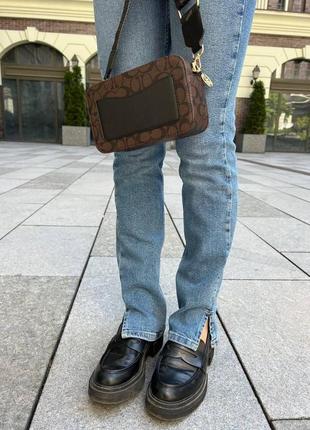 Женская сумка из эко-кожи coach коач, брендовая сумка-клатч маленькая через плечо7 фото