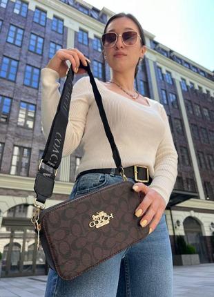 Женская сумка из эко-кожи coach коач, брендовая сумка-клатч маленькая через плечо9 фото