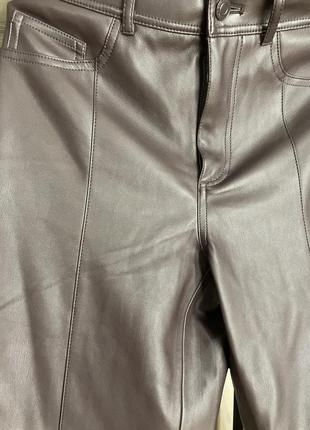 Брюки палаццо экожа шоколадные брюки коричневые кожаные5 фото