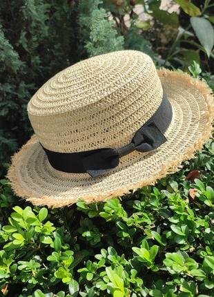 Шляпа летняя женская соломенная, шляпа канотье пляжная панама