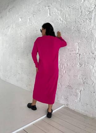 Длинное вязаное платье свитер джемпер макси миди голубое чёрное розовое малина молочное белое  кемел бежевое трикотажное платье макси8 фото