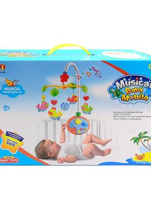 Мобіль музичний на дитяче ліжечко карусель з іграшками для новонароджених jie gao 6538 а2 фото
