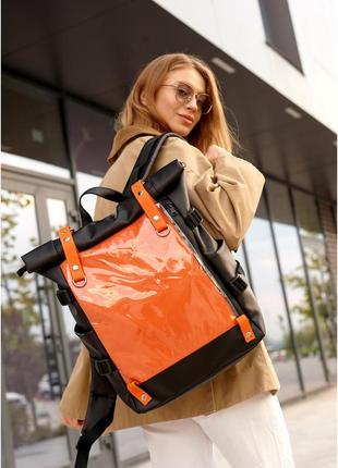 Жіночий рюкзак sambag rolltop hacking чорно-оранжевий1 фото