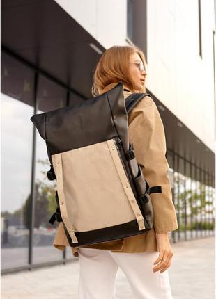 Жіночий рюкзак sambag rolltop hacking чорно-сірий6 фото