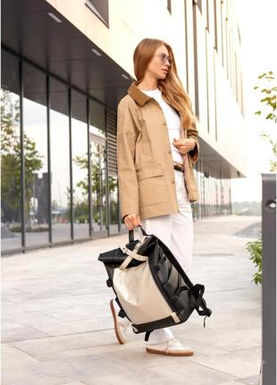 Жіночий рюкзак sambag rolltop hacking чорно-сірий7 фото