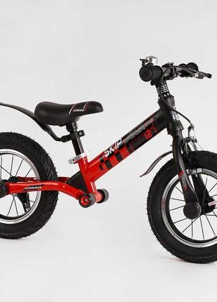 Велобег детский двухколесный колесо 12 стальная рама с амортизатором ручной тормоз corso skip jack 44538