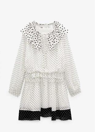 Короткое платье zara в горошек с рогами размер s
