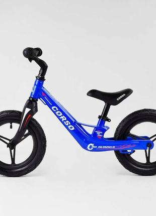 Велобег детский двухколесный колеса 12 надувные магниевая рама corso 39182 синий2 фото