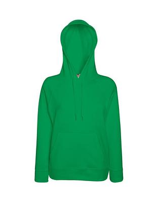 Женская лёгкая толстовка с капюшоном ярко-зелёная fruit of the loom 62-148-47 xs