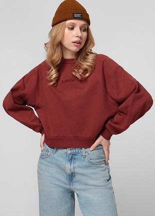 Терракотовый укороченый свитшот levis