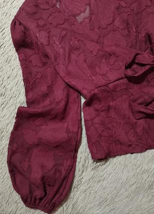 Шикарная блуза бордо с объемными рукавами на запах/блузка/рубашка2 фото