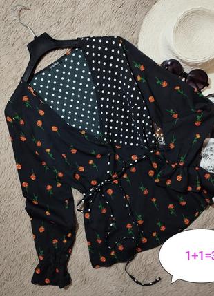 Оригинальная комбинированная блузка на запах/блуза/рубашка1 фото