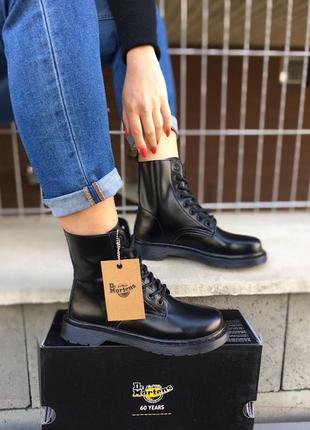 Кожаные ботинки dr martens classic black (premium)2 фото