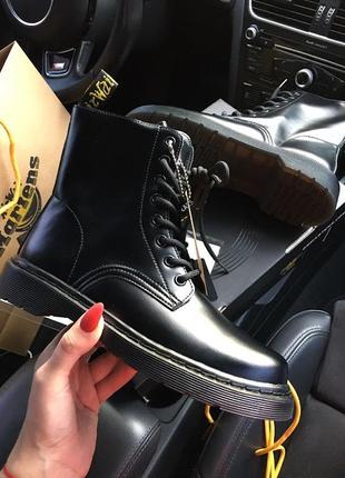 Кожаные ботинки dr martens classic black (premium)7 фото