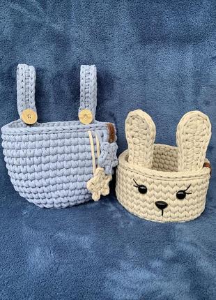 Зайка - корзина (корзинка) из трикотажной пряжи
