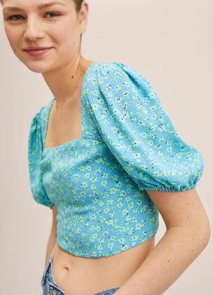 Топ, блуза, топик, блуза с цветочным принтом, топик блуза уколоченная1 фото