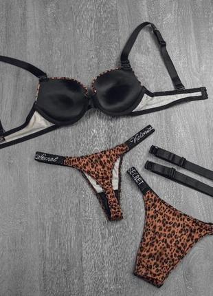 Комплект victoria's secret 5в1 стрази з пушапом2 фото