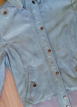 Куртка кожа venezia m-l эксклюзив голубая с серым тонированием5 фото