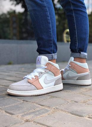 🍀🍁nike air jordan 1 retro high patent pink🍀🍁кроссовки женские джордан высокие, кроссовки женккие найк джордан 1 высокие демисезонные