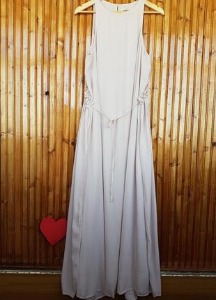 Красивое нюдовое длинное платье h&amp;m.3 фото