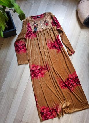 Тепла нова турецька сукня з вишивкою з оксамиту святкова
