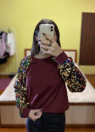 Женский свитшот с пайетками размер s