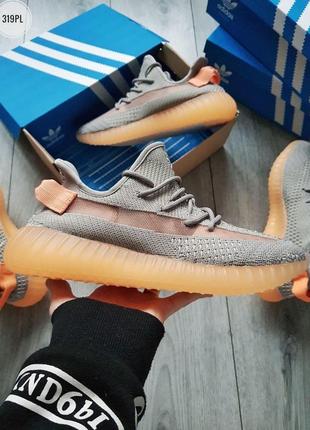 Чоловічі літні кросівки адідас ізі adidas yeezy boost 350 grey orange