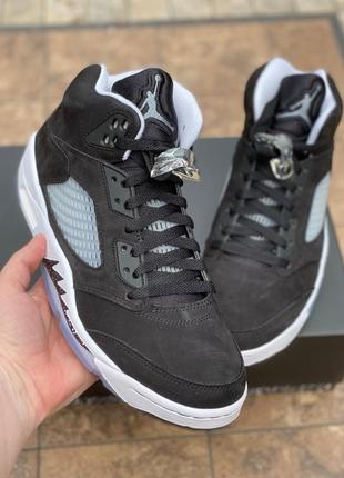 Кроссовки nike air sneakers jordan 5 retro moonlight джорданы оригинал черные на белой подошве