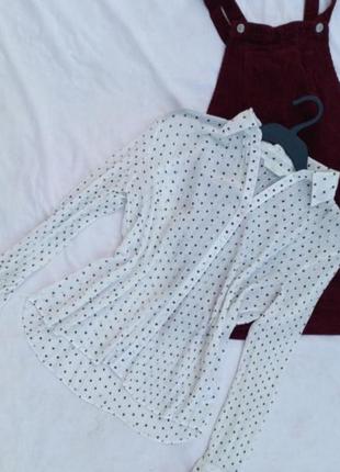 Блуза плиссе в горох marks spencer белая блуза в горох