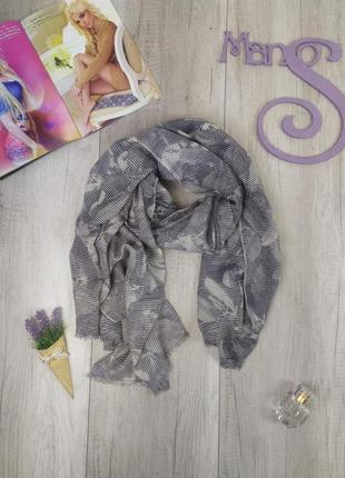 Палатин becksöndergaard сірий смугастий шарф з квітковим принтом1 фото