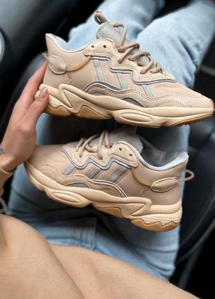 Adidas ozweego beige шикарные женские кроссовки адидас замшевые (весна-лето-осень)😍