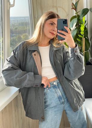 Вінтажна болотно зелена обʼємна куртка 1+1=3