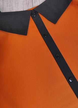 Блуза на широких бретелях оранжевая с чёрными вставками размер l2 фото