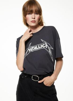 Футболка оверсайз с принтом metallica h&amp;m 0762558278