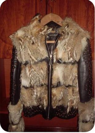 Стильна шкіряна хутряна куртка шубка оригінал. вовк+натуральна шкіра з-м.