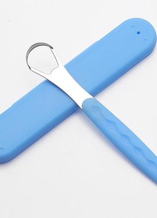 Щетка для очистки языка moonbiffy с дорожным футляром (1 штука, голубая)
