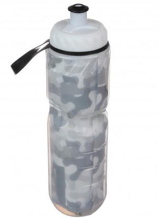Пляшка для води пластикова сіра 685мл, спортивна зручна пляшка до школи