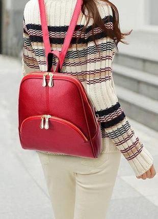 Городской женский рюкзак красный2 фото