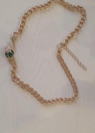 Намисто зі змійкою, намисто змія, кольє на шию, ланцюжок на шию змія4 фото