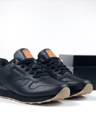 Reebok classic кросівки чоловічі термо шкіряні відмінна якість ботінки зимові осінні теплі чорні рібок1 фото